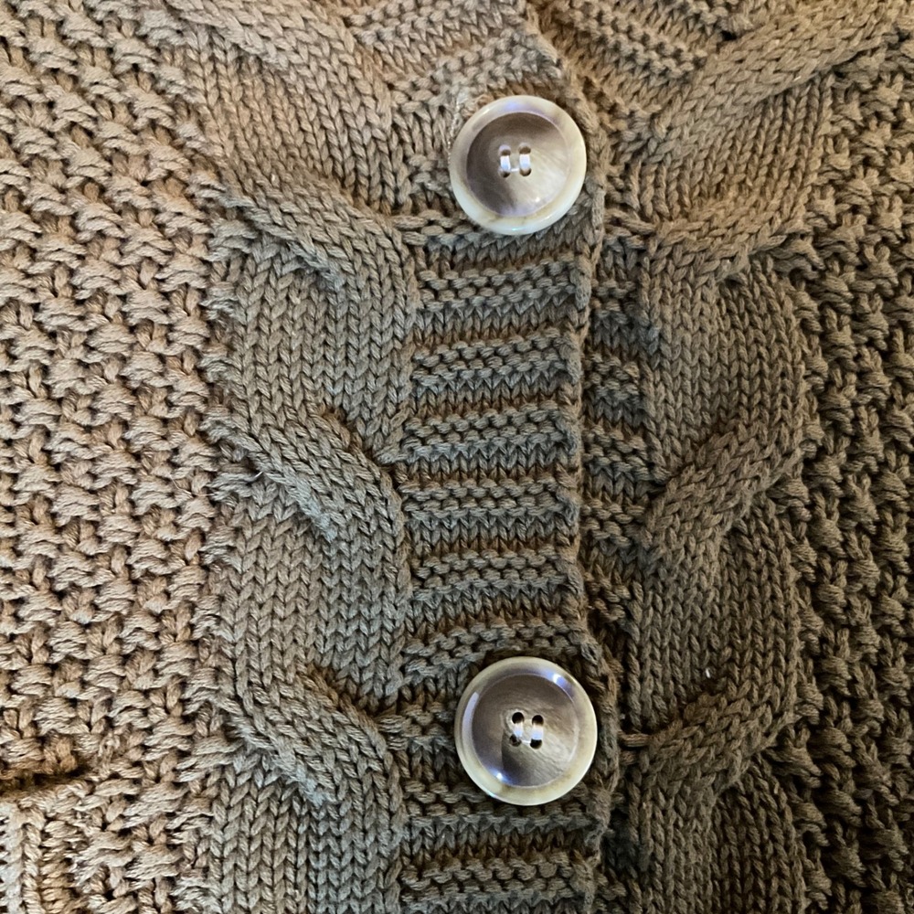 Agnes & Dora Boyfriend Cardigan Olive Green Cable Knit V Neck Pockets S NWT - Picture 10 of 10